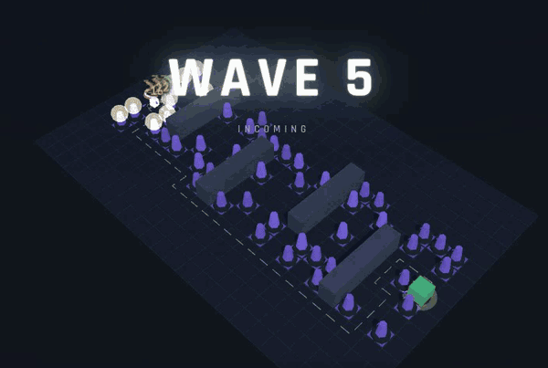 Coop Survival match: towers lining a maze while a wave of mobs walks the path